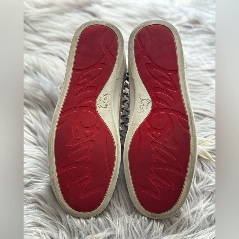Christian Louboutin Veau Velour Spiked Sneakers - Picture 9 of 12